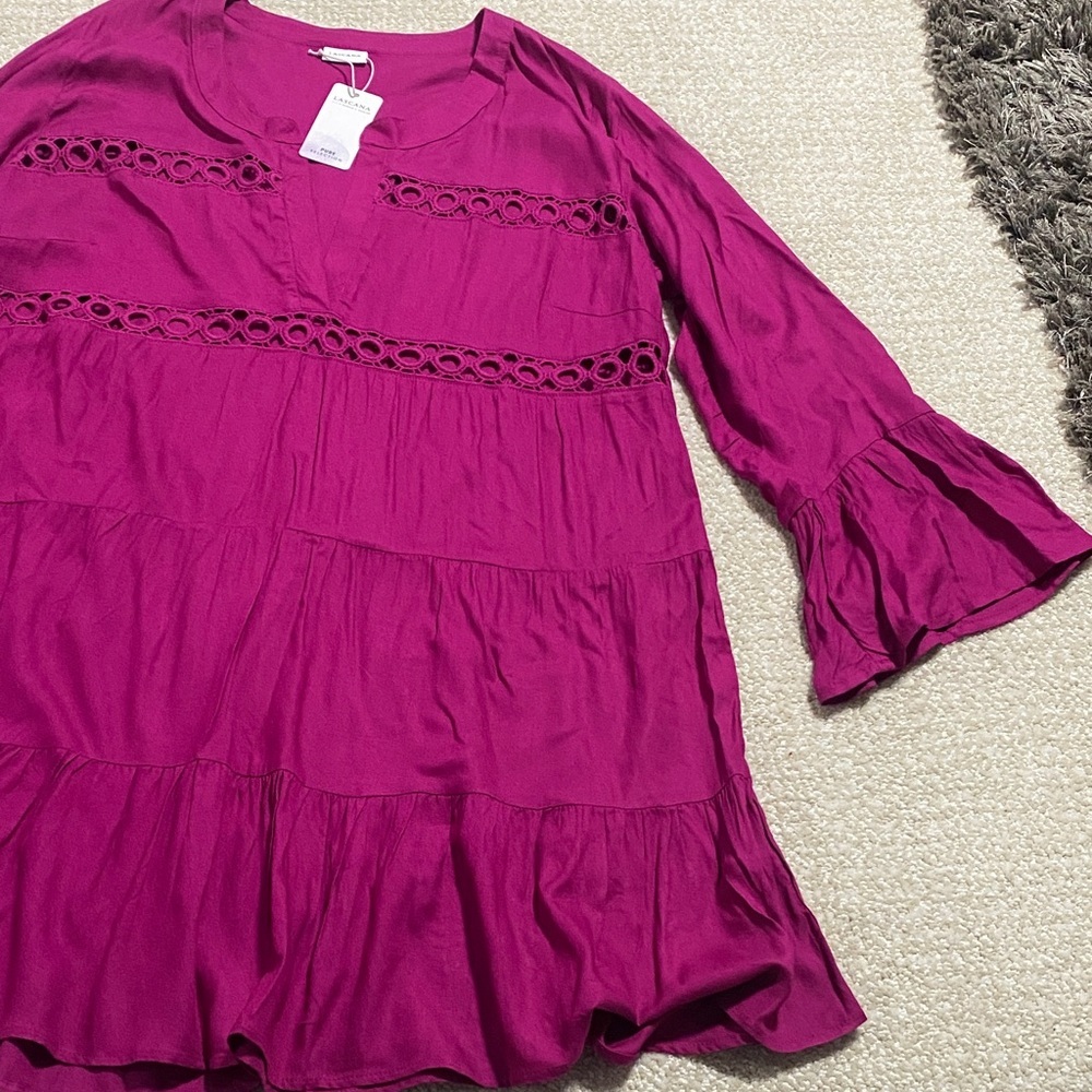 Lascana Chic Fuchsia Swim Cover-Up Size 8/10 100% viscose 100% Cotton - Picture 14 of 15